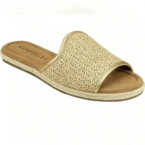 AEROSOLES Womens Beige Rope Wrapped Denville Round Toe Slip On Slide Sandals - Picture 1 of 10